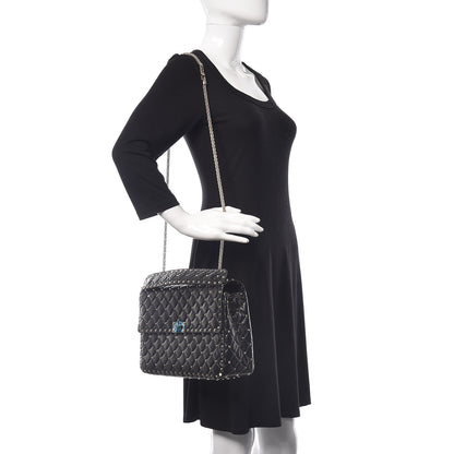 Valentino Garavani Lambskin Large Rockstud Spike Shoulder Bag Black 2 of 10