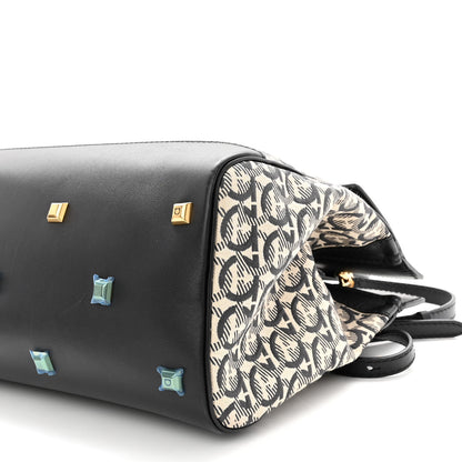 Salvatore Ferragamo Canvas Calfskin Gancini The Studio Bag Black Beige 10 of 10