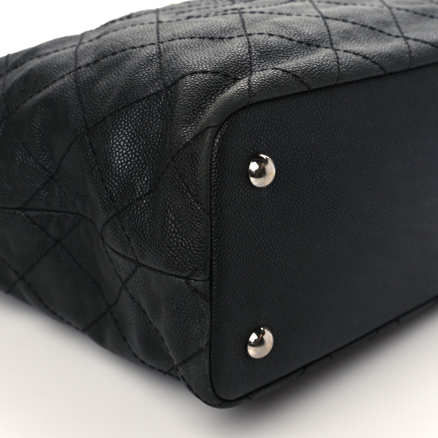 Grained Calfskin Quilted Small Daily Shopping Tote Black