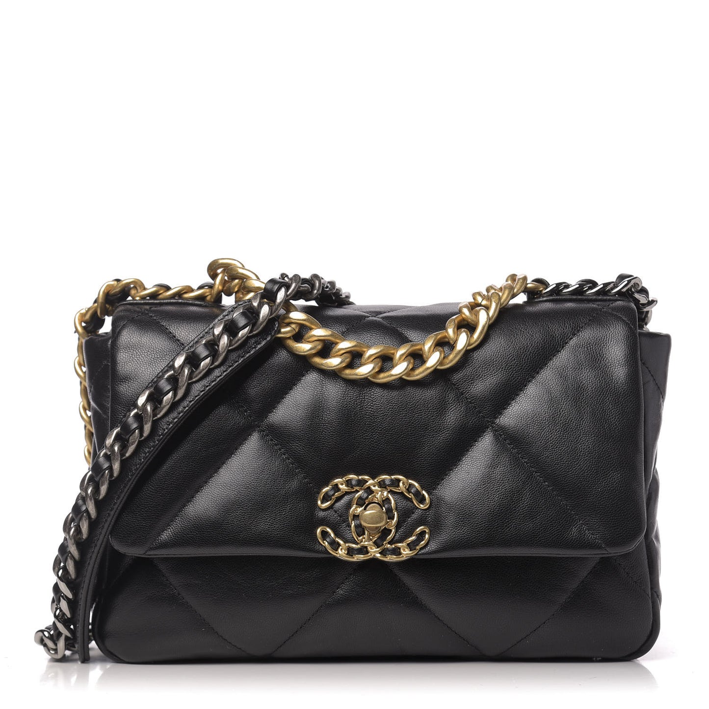Goatskin Quilted Medium 19 Flap Black