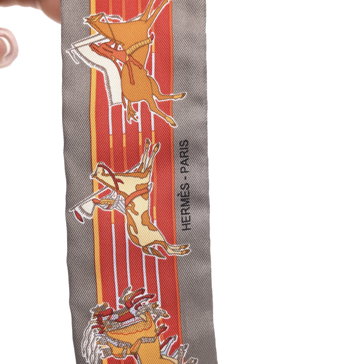 Hermes Silk Pani La Shar Pawnee Twilly Etoupe Rouge Orange 3 of 5