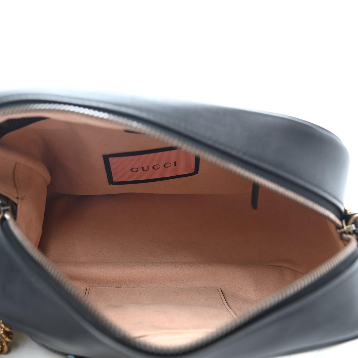 Gucci Calfskin Matelasse GucciGhost Medium GG Marmont Chain Shoulder Bag Black New Acquamarine 4 of 4