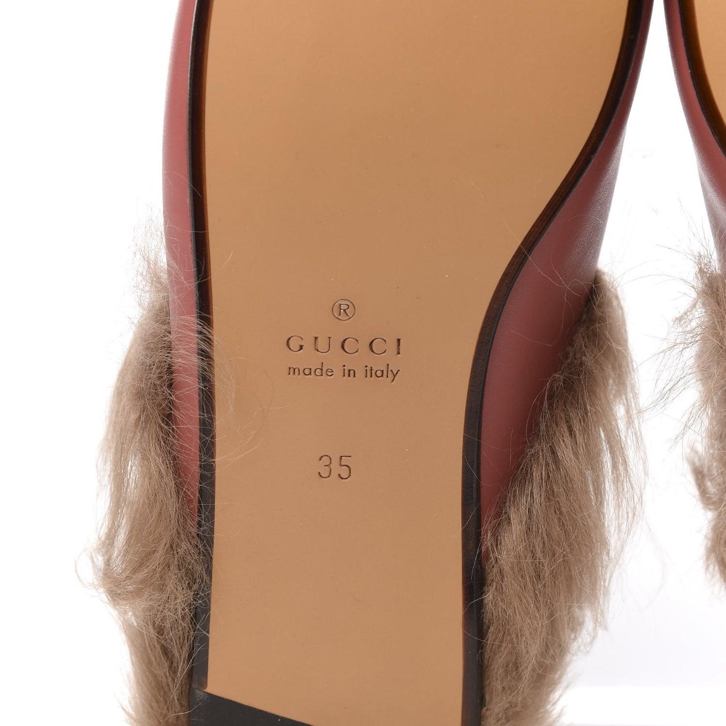 Calfskin Fur Womens Princetown Slippers 35 Lipstick Rose Natural