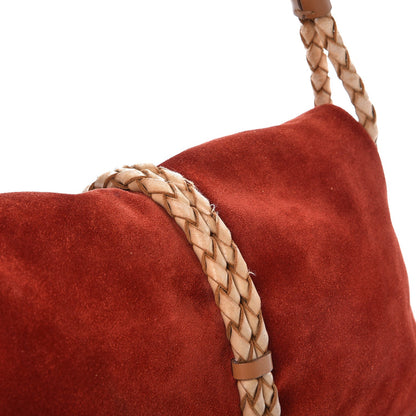 Burberry Suede Haymarket Check Horn Toggle Shoulder Bag Red 8 of 13