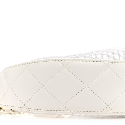 Chanel Mesh Shiny Lambskin Chain Hobo White 10 of 14