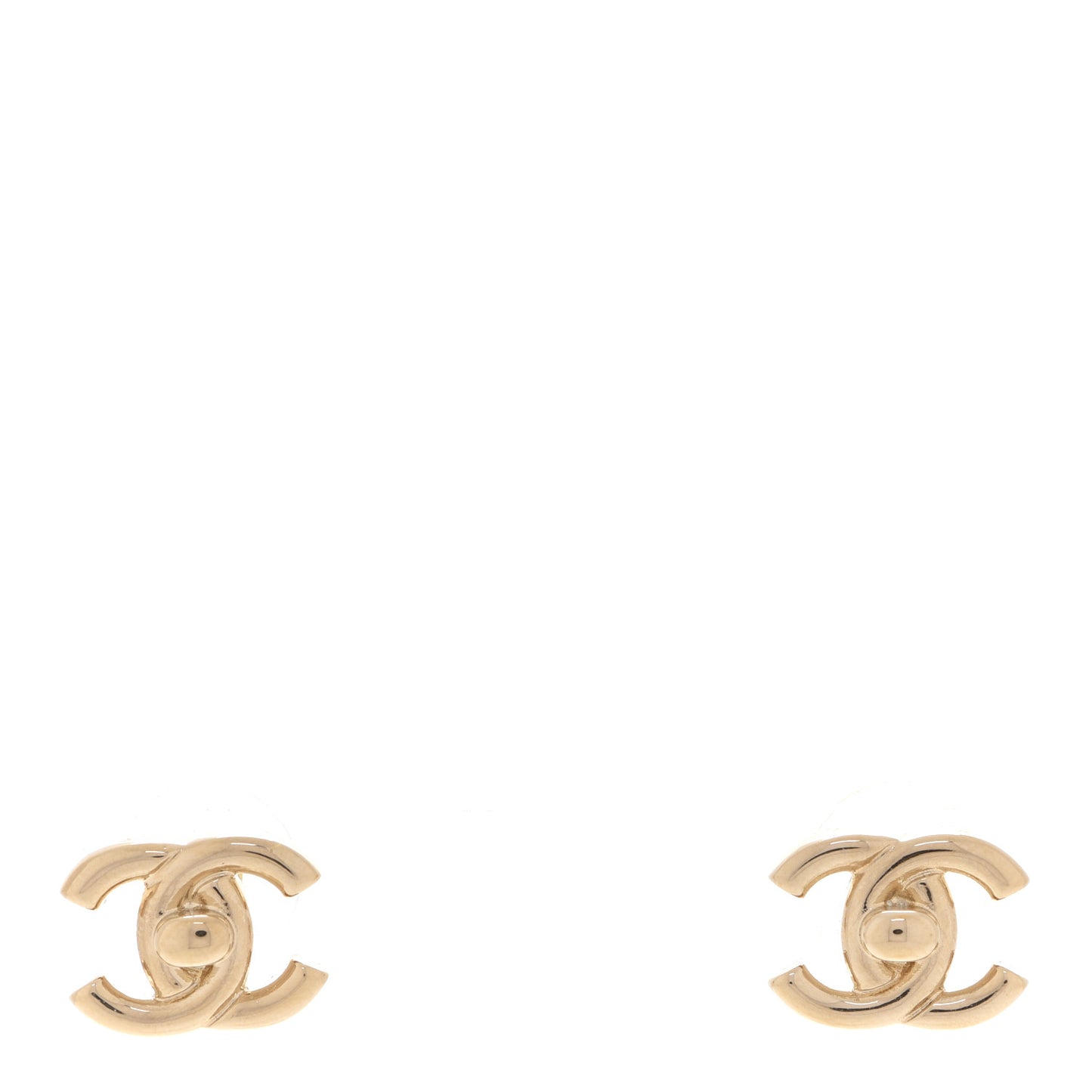 Metal CC Turnlock Earrings Gold