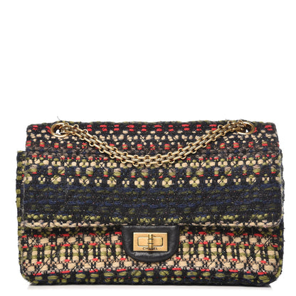 Chanel Tweed 2.55 Reissue 225 Flap Green Red Beige Black 1 of 7