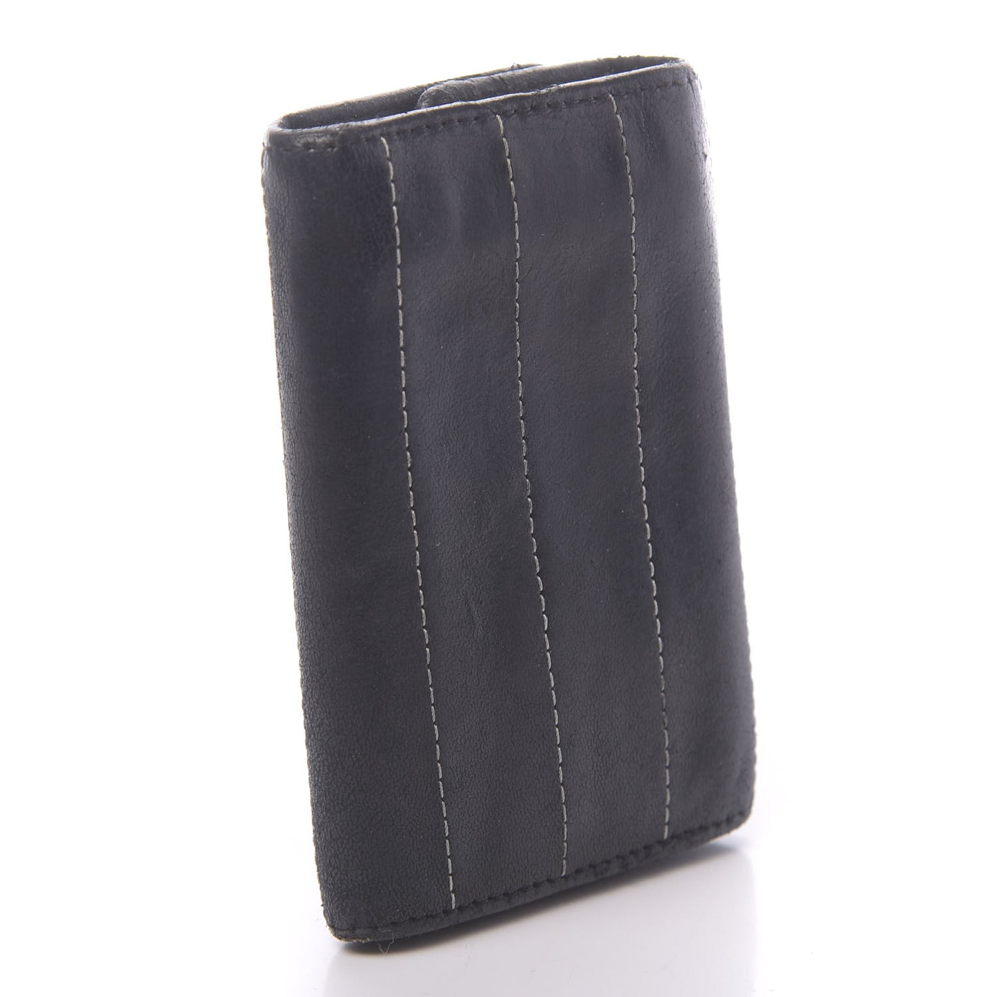 Lambskin Vertical Quilted 6 Key Holder Black