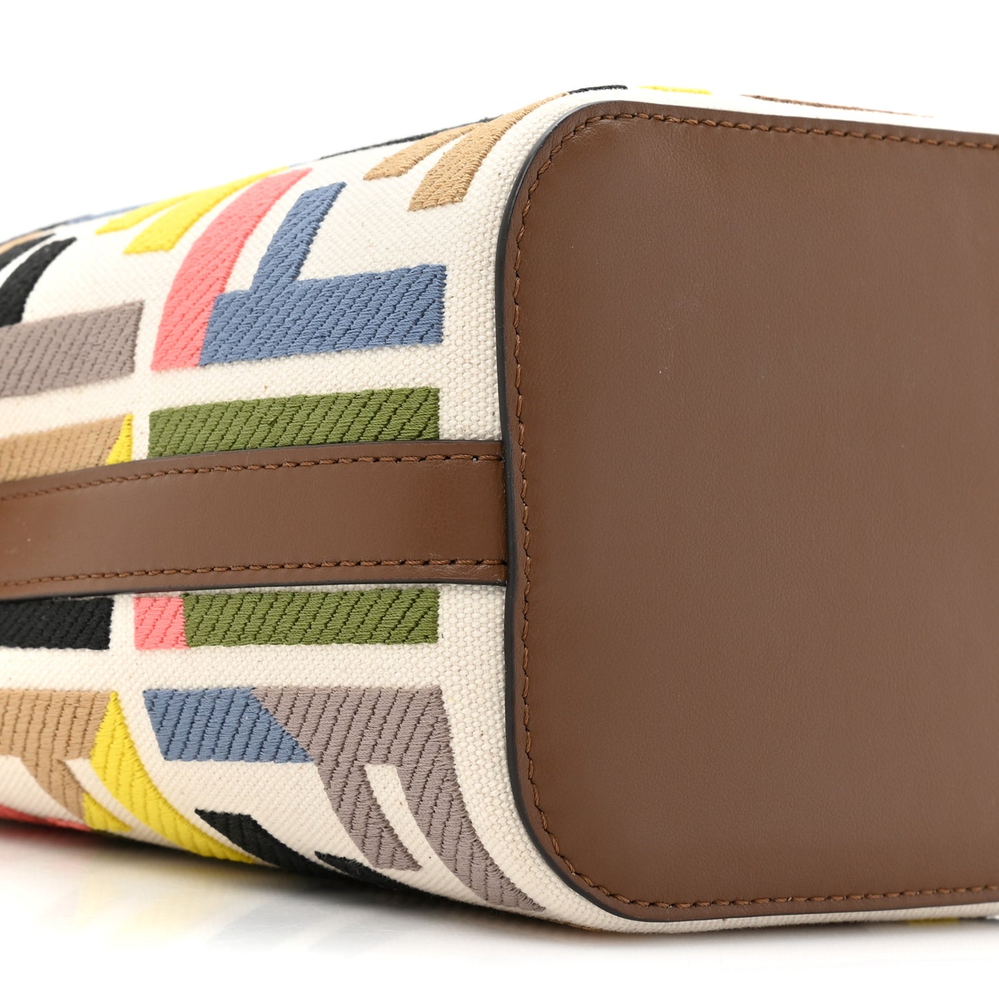 Kuban Canvas Vitello King F is Fendi FF Embroidered Mini Mon Tresor Bucket Bag Multicolor Cuoio