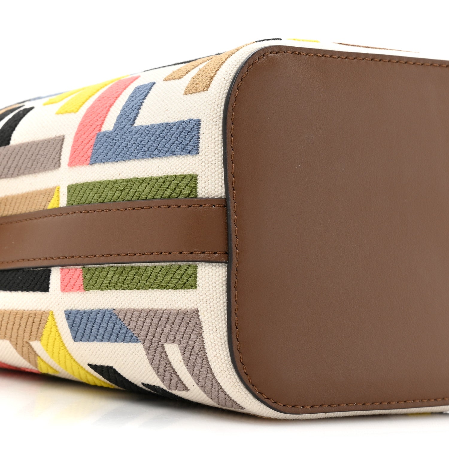 Fendi Kuban Canvas Vitello King F is Fendi FF Embroidered Mini Mon Tresor Bucket Bag Multicolor Cuoio 9 of 11