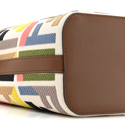 Fendi Kuban Canvas Vitello King F is Fendi FF Embroidered Mini Mon Tresor Bucket Bag Multicolor Cuoio 9 of 11