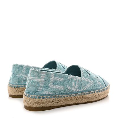 Chanel Mixed Fibers Jacquard Lambskin CC Espadrilles 39 Turquoise White 4 of 9