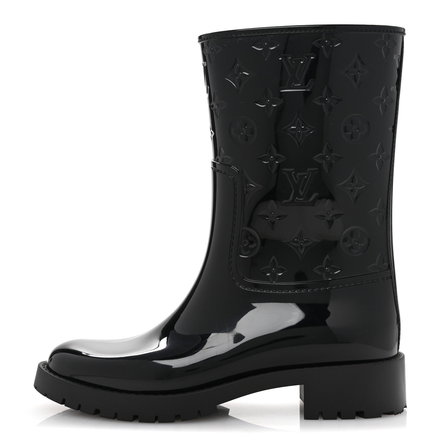 Louis Vuitton Rubber Embossed Monogram Splash Rain Short Boots 40 Black 1 of 9