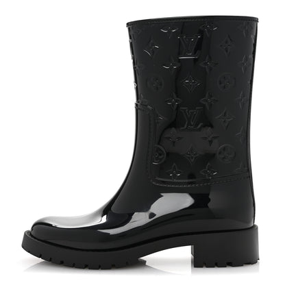 Louis Vuitton Rubber Embossed Monogram Splash Rain Short Boots 40 Black 1 of 9