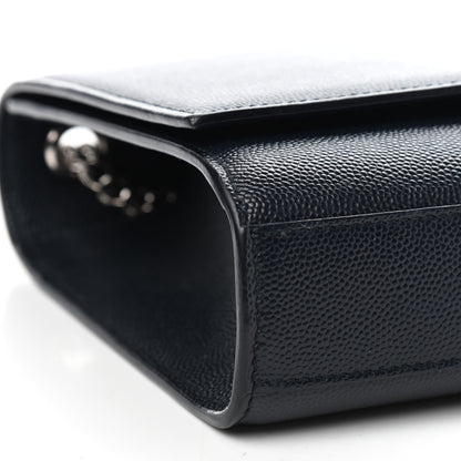 Saint Laurent Grain De Poudre Medium Classic Monogram Kate Satchel Deep Marine 8 of 9