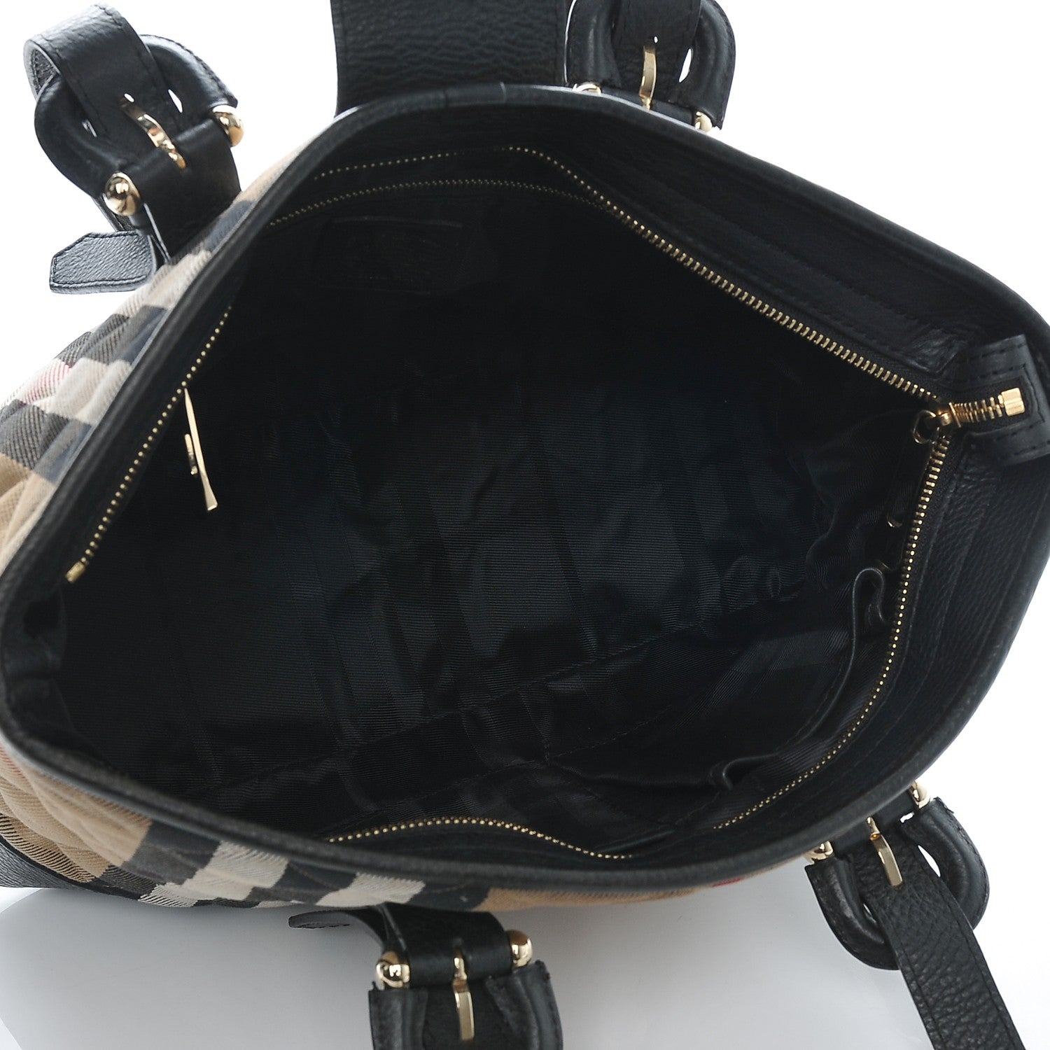 Burberry Canvas Quilted Nova Check Tote Black 5 of 6