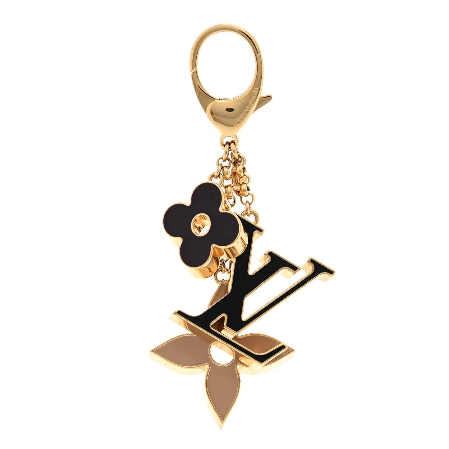 Fleur De Monogram Bag Charm Dore