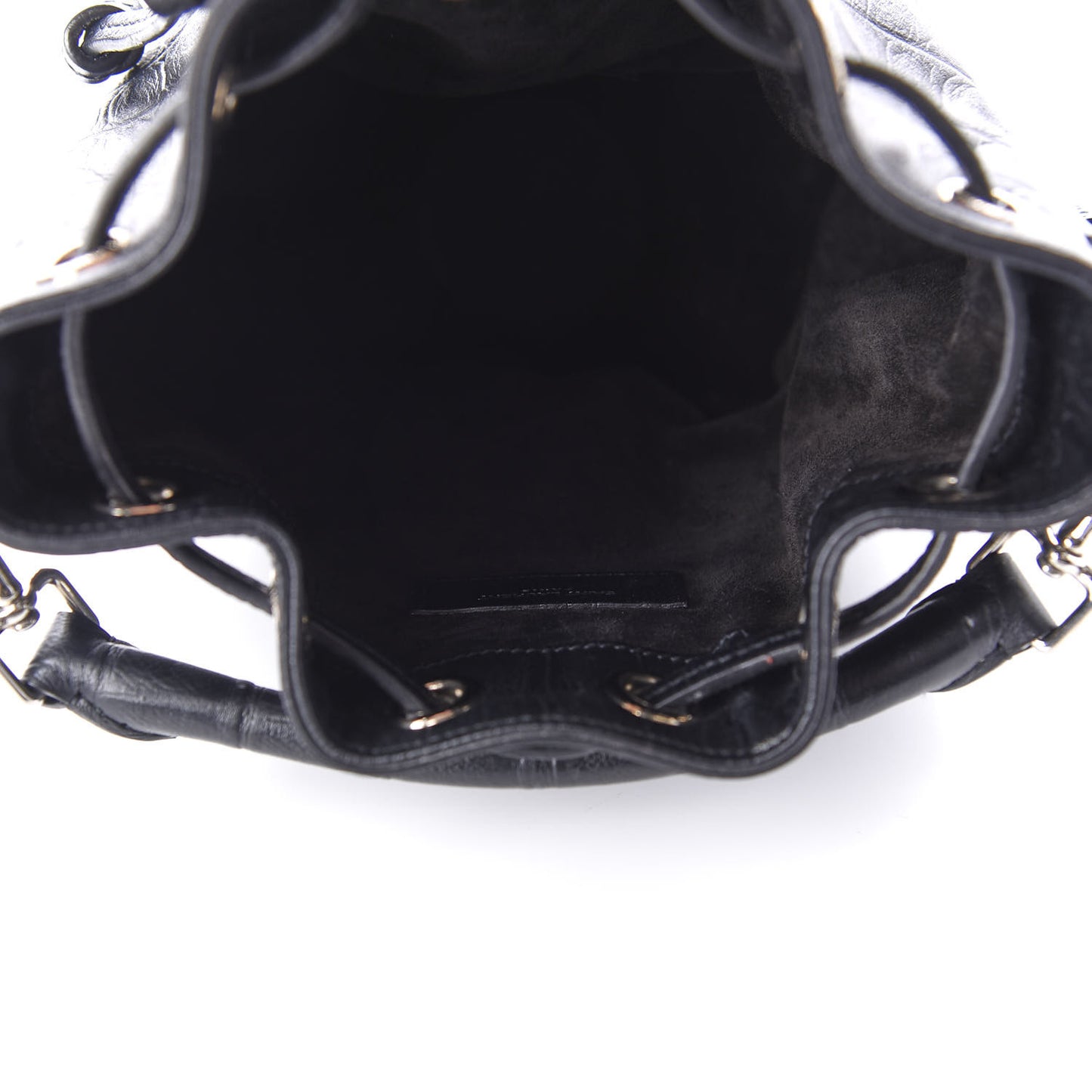 Calfskin Crocodile Embossed Small Emmanuelle Bucket Bag Black
