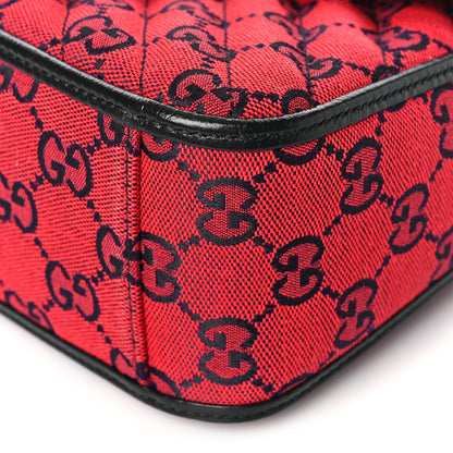 Gucci Monogram Multicolor Matelasse Diagonal Mini GG Marmont Top Handle Shoulder Bag Red Blue 9 of 9