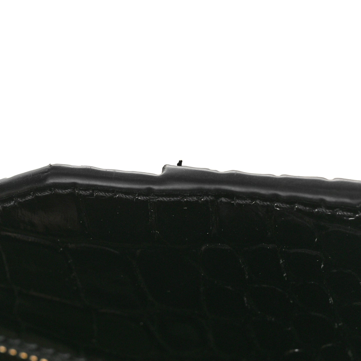 Shiny Supple Calfskin Crocodile Embossed Brass Hardware Neo Classic City Black