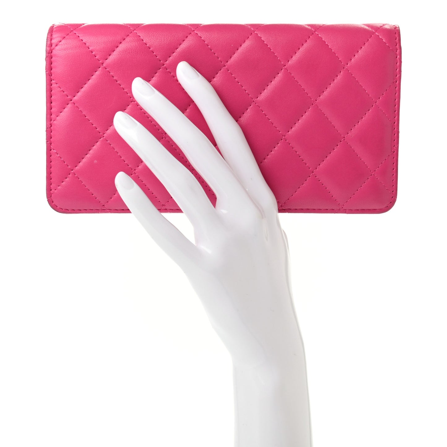 Lambskin Quilted Yen Wallet Fuchsia