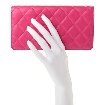Chanel Lambskin Quilted Yen Wallet Fuchsia 2 of 13