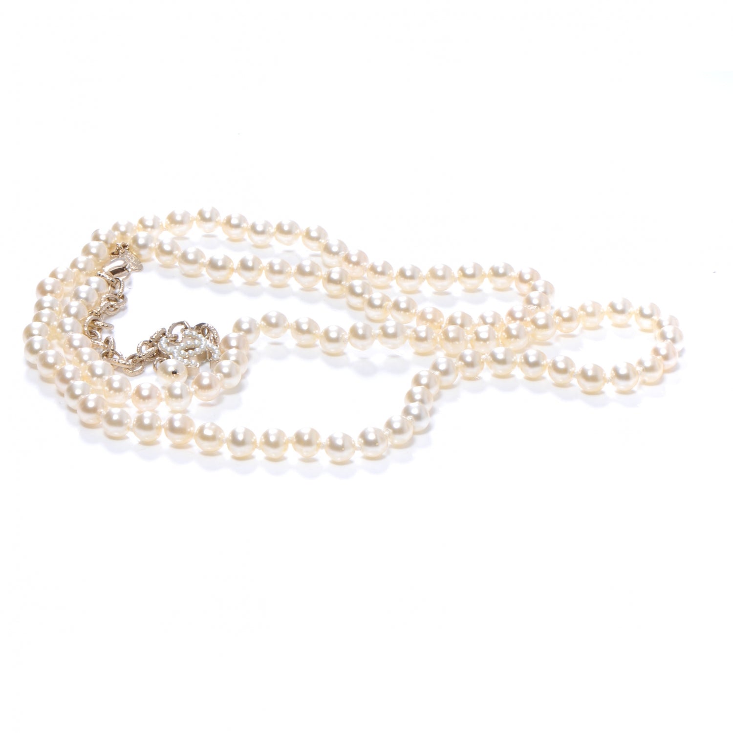 Chanel Classic 16 Inch Pearl Beaded CC Necklace 3 of 6
