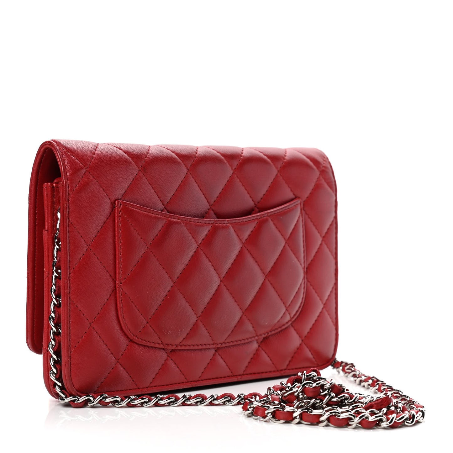 Lambskin Quilted Wallet on Chain WOC Red