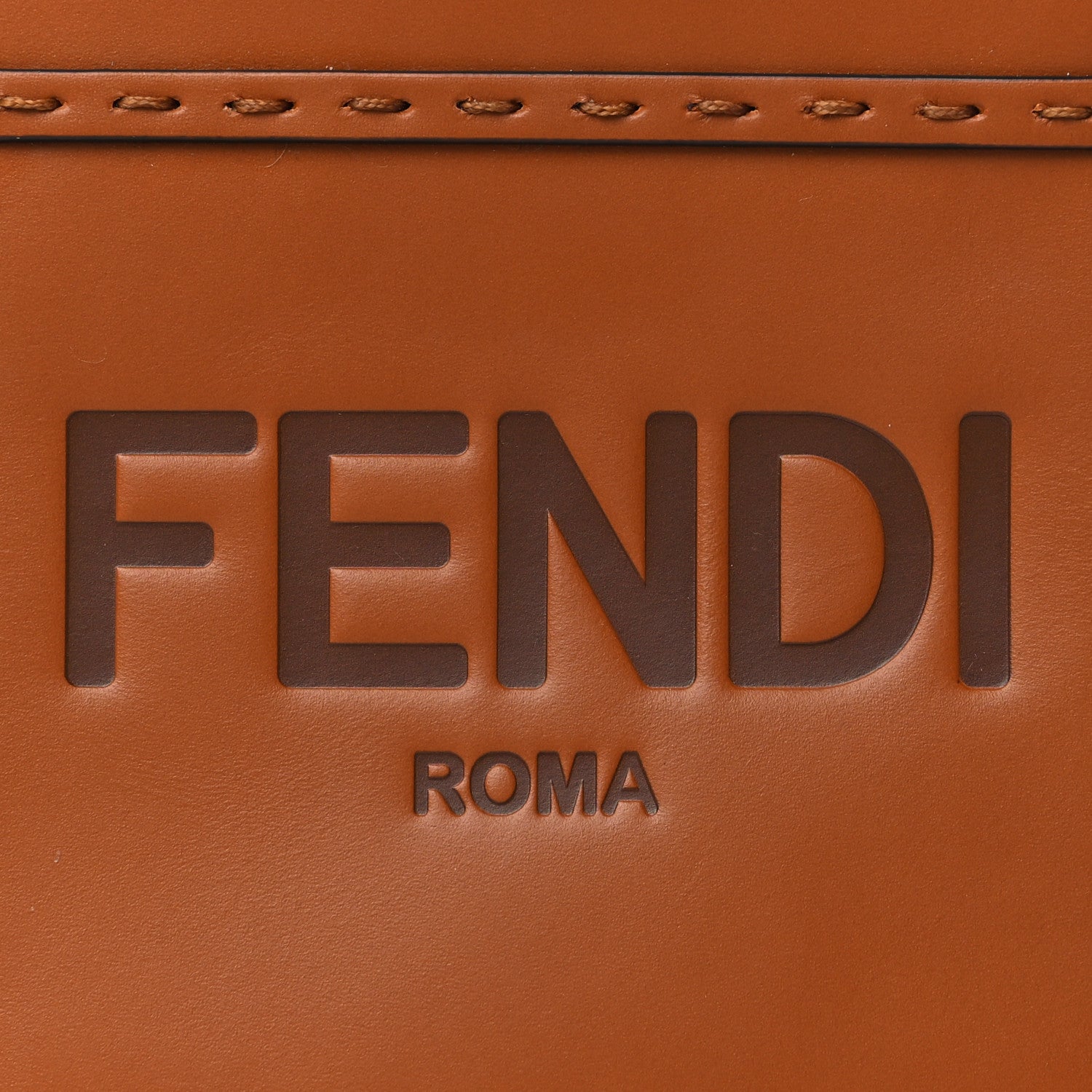 Fendi Vitello King Plexiglass Logo Embossed Mini Fendi Sunshine Shopper Tote Cuoio 8 of 10