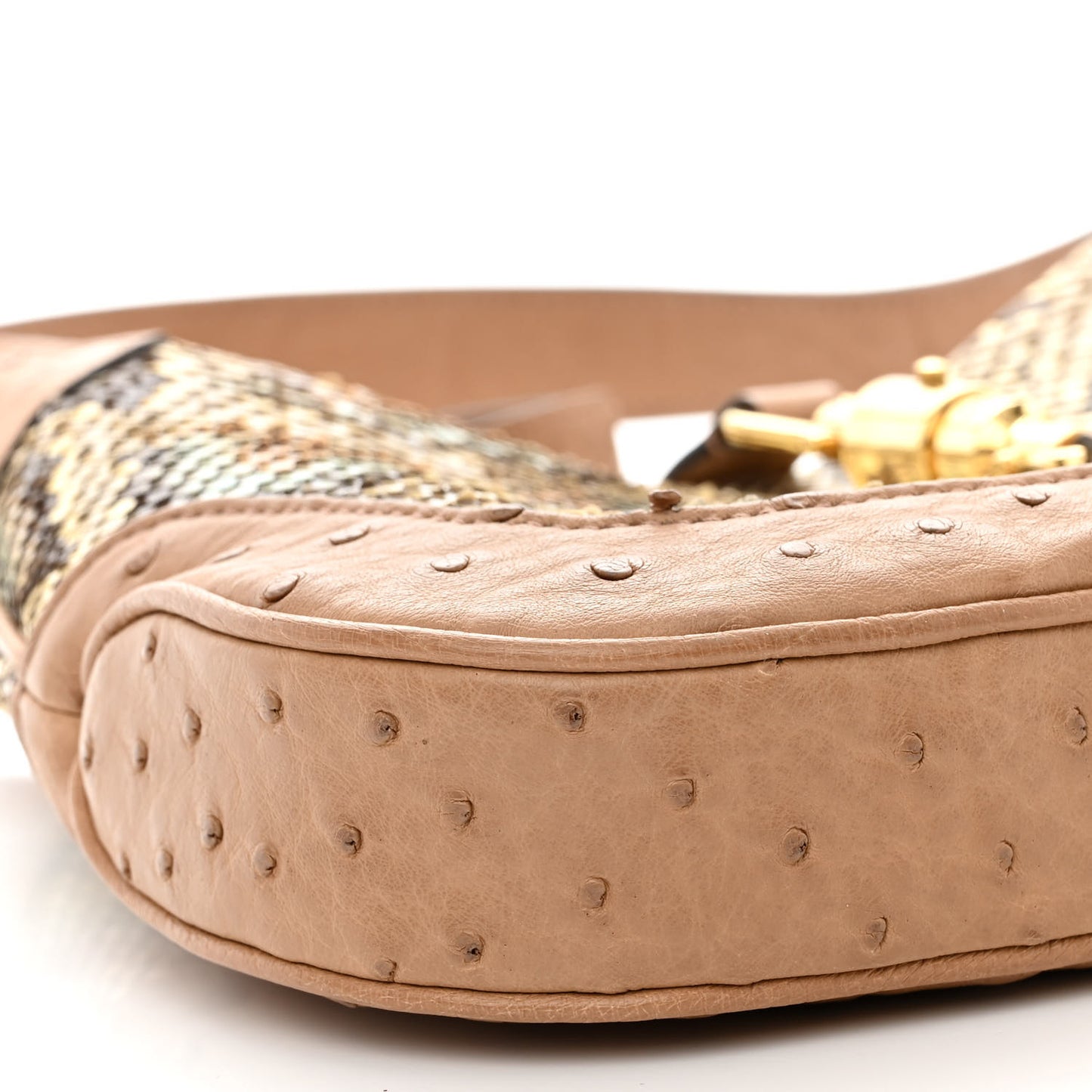 Snakeskin Ostrich Calfskin Small Jackie 1961 Hobo Beige Blue