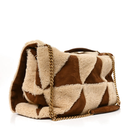 Saint Laurent Suede Shearling Patchwork Monogram Giant Jamie Brown Beige 2 of 10
