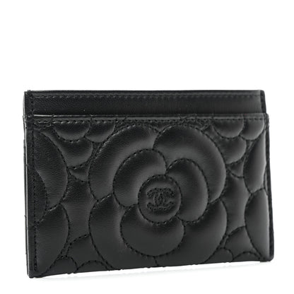 Chanel Lambskin Camellia Embossed Card Holder Black 3 of 8