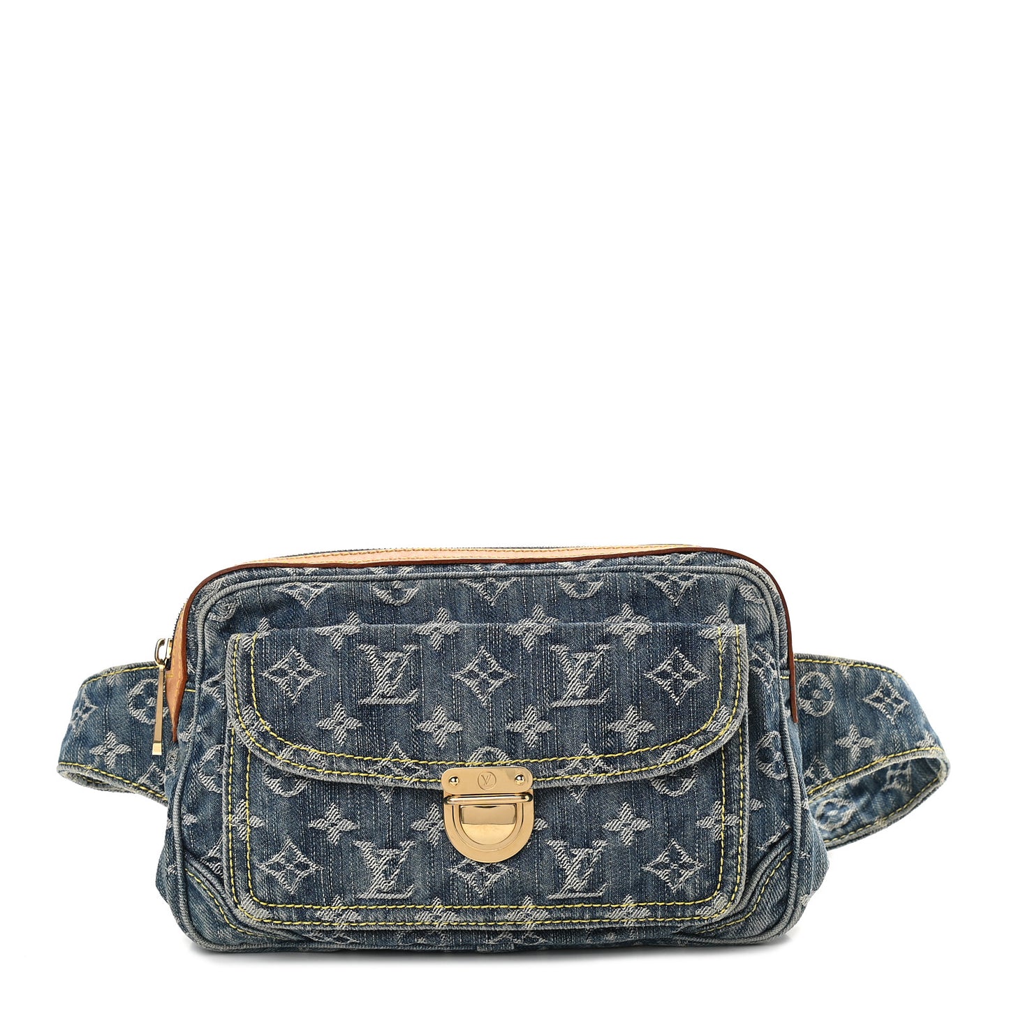 Monogram Denim Bum Bag Blue