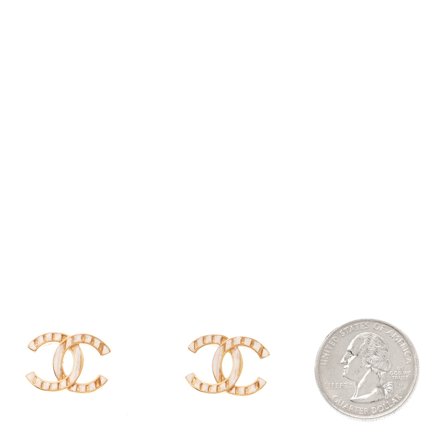Metal CC Earrings Gold White