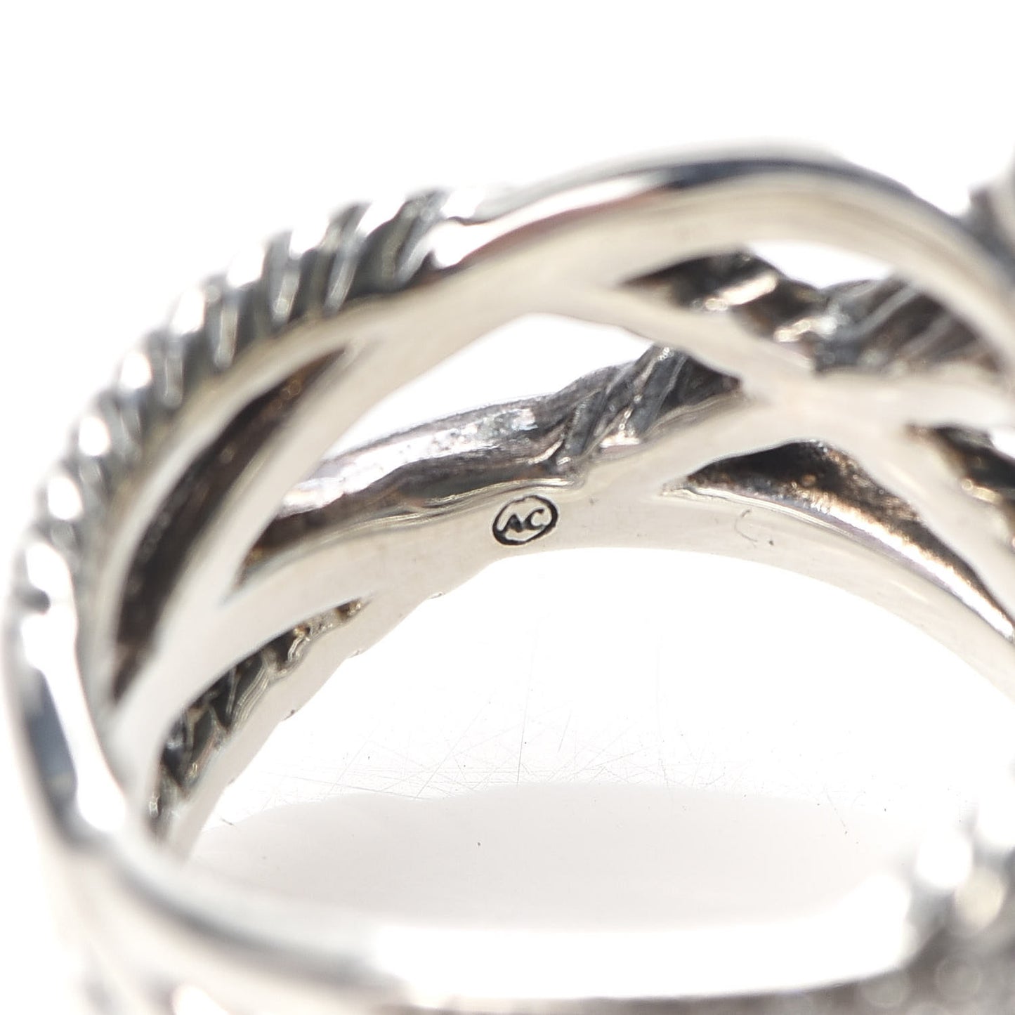 Sterling Silver Diamond Blue Topaz 20mm Cable Wrap Ring 52 6