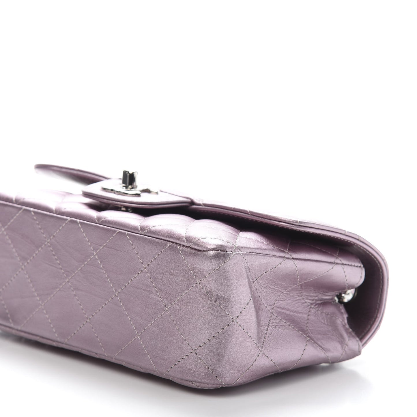 Metallic Calfskin Quilted Mini Rectangular Flap Pink