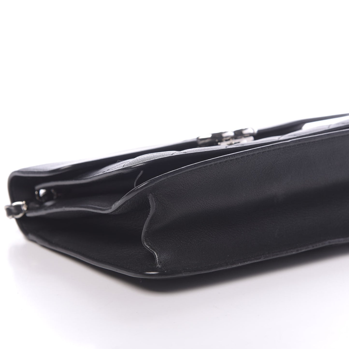 Calfskin Quilted Large CC Box Flap Box Black