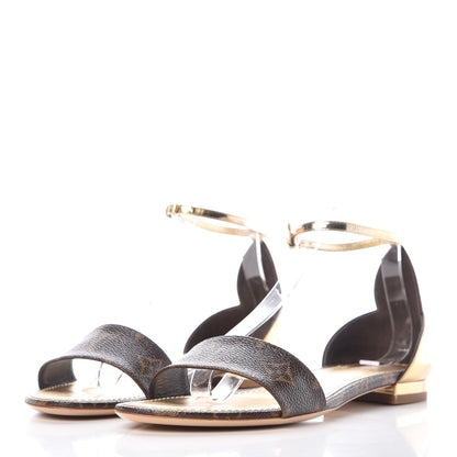Louis Vuitton Monogram Metallic Patent Sunshine Flat Sandals 39 3 of 7