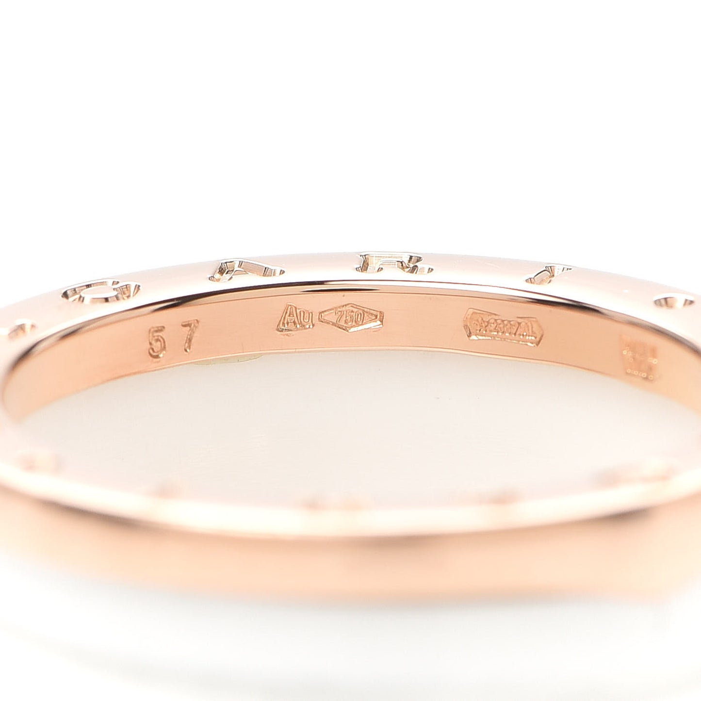 18K Rose Gold White Ceramic B.Zero1 Four-Band Ring 57 8