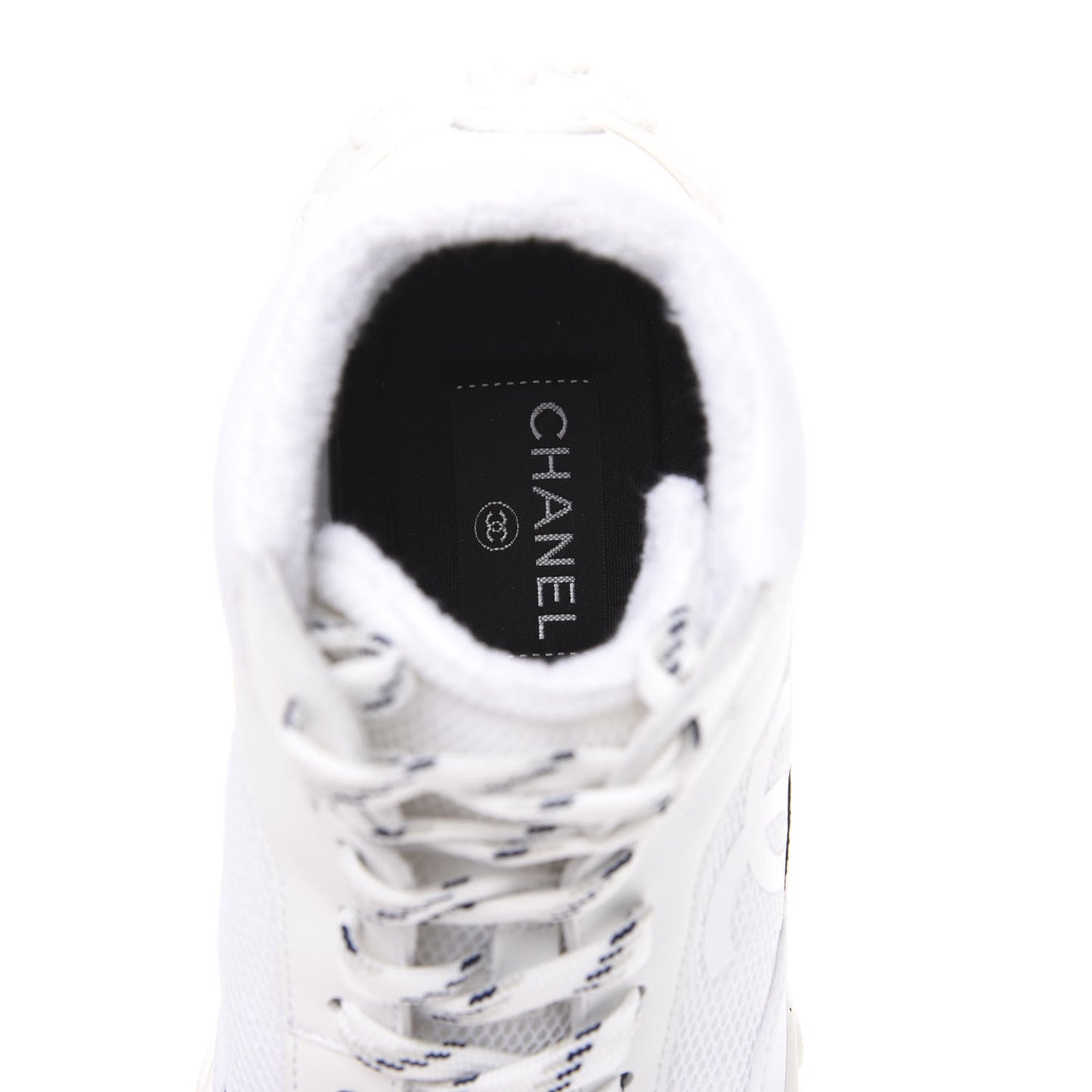 Calfskin Mesh Lycra Womens Logo High Top Sneakers 37 White