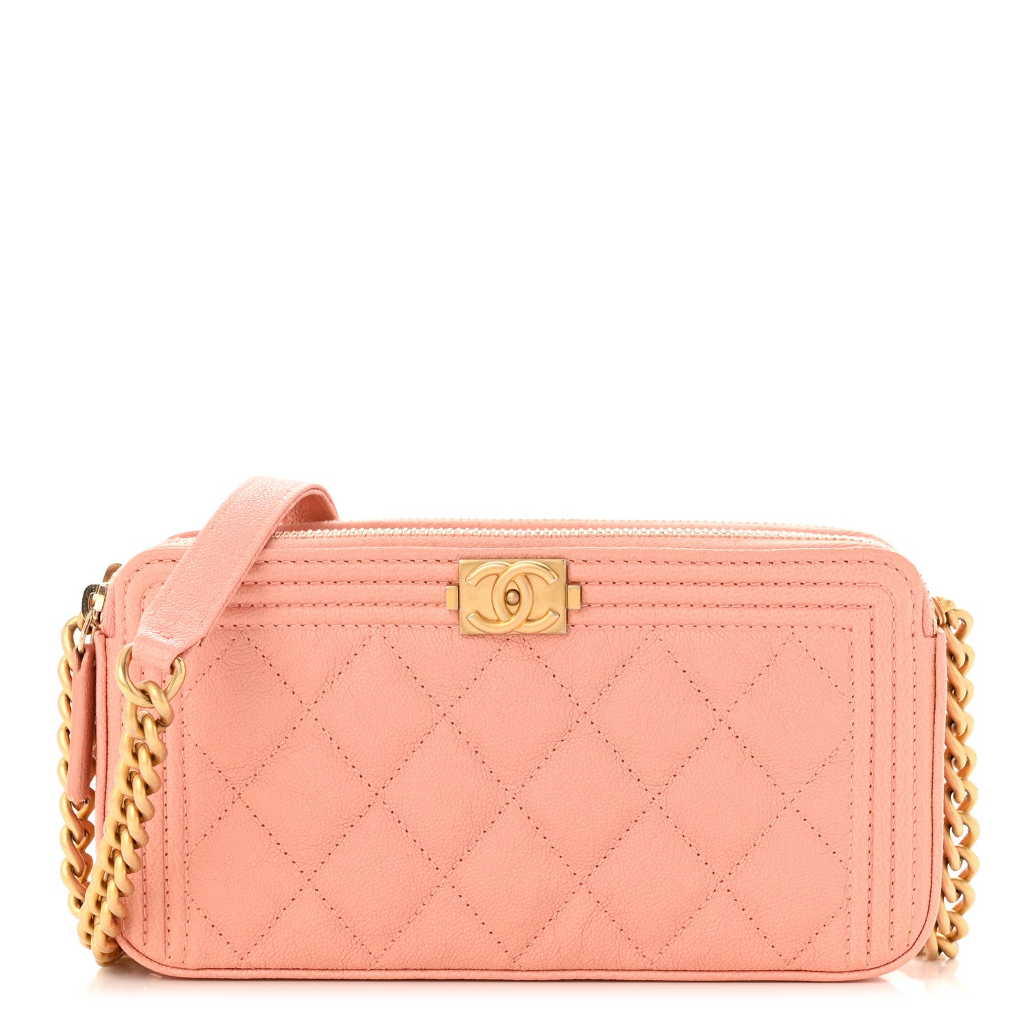 Chanel Caviar Quilted Small Boy Clutch With Chain Light Pink 1 of 14