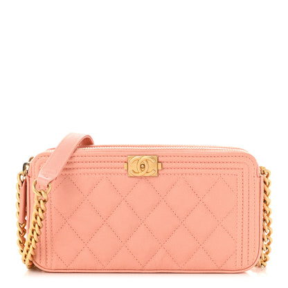 Chanel Caviar Quilted Small Boy Clutch With Chain Light Pink 1 of 14