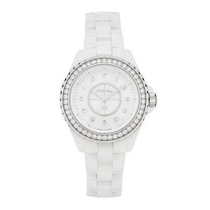 Chanel Stainless Steel Ceramic Diamond Bezel 33mm J12 Quartz Watch White 1 of 4