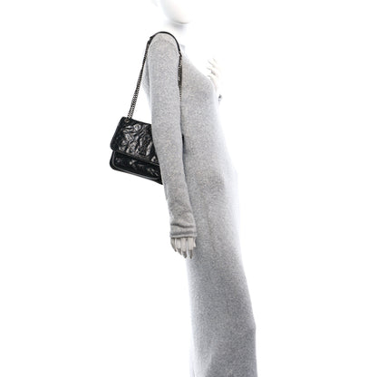 Saint Laurent Crinkled Calfskin Matelasse Monogram Baby Niki Chain Satchel Black 2 of 10