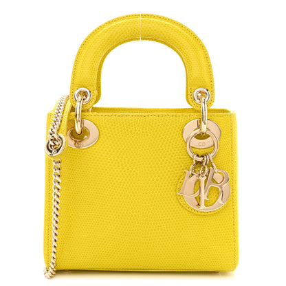 Christian Dior Lizard Mini Lady Dior Yellow 1 of 11