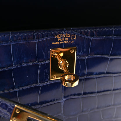 Hermes Shiny Alligator Mini Kelly Sellier 20 Bleu Roi 6 of 16
