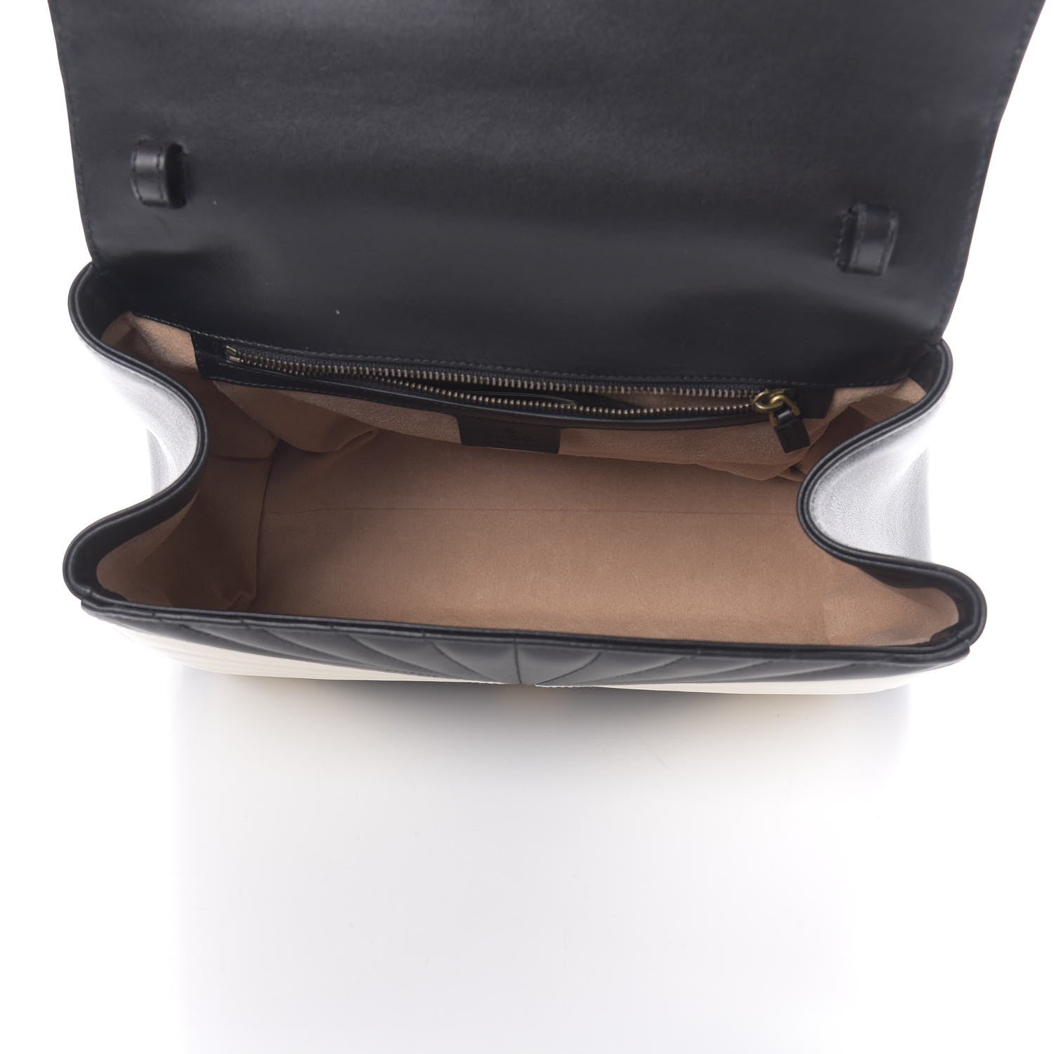 Gucci Calfskin Bamboo Trapuntata Queen Margaret Top Handle Bag Mystic White Black 5 of 10