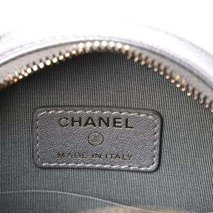 Chanel Metallic Lambskin Quilted Chanel 19 Round Clutch With Chain Silver 8 of 9