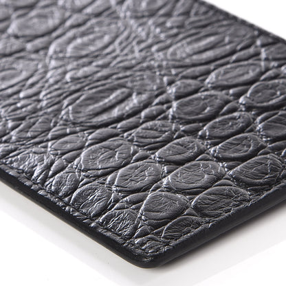 Saint Laurent Calfskin Crocodile Embossed 5 Fragments Zip Card Case Black 5 of 8