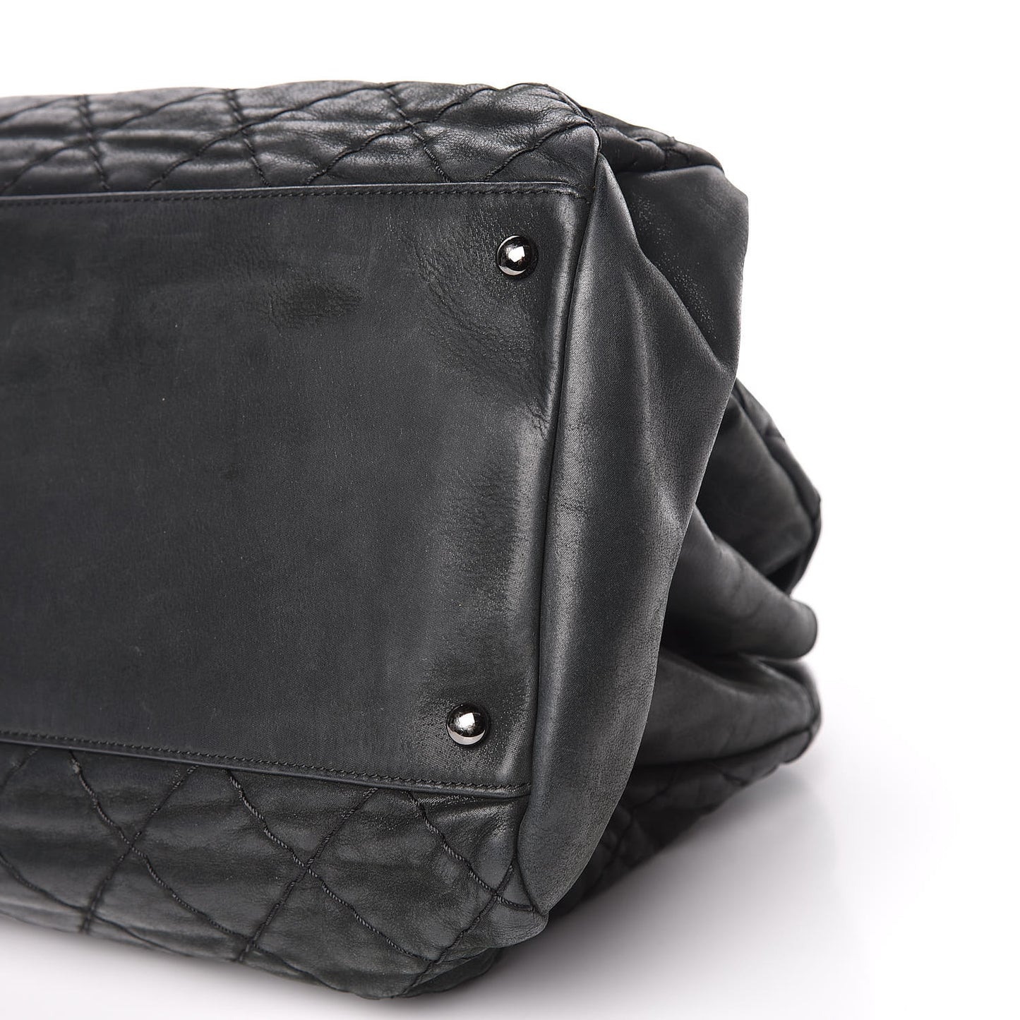 Iridescent Calfskin Large Just Mademoiselle Bowling Bag Black